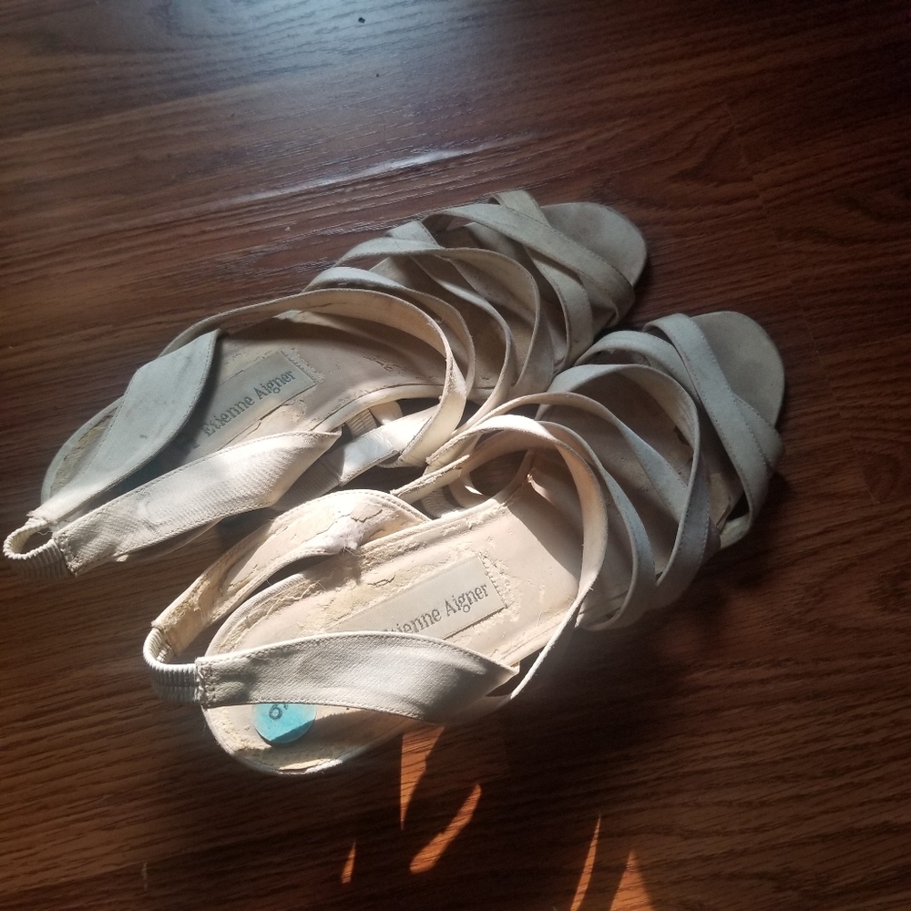 Etienne Aigner White Sandal Heels Size 9 Summer